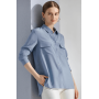 Блузка из натурального шелкового атласа с накладными карманами BLU175
